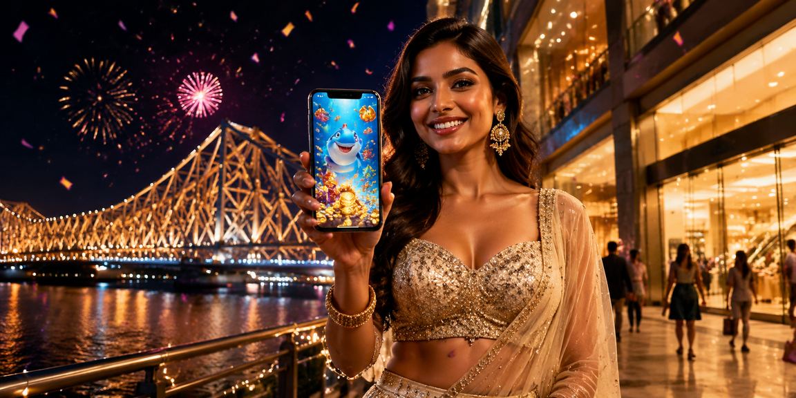 Evening cityscape with gaming theme in Kolkata